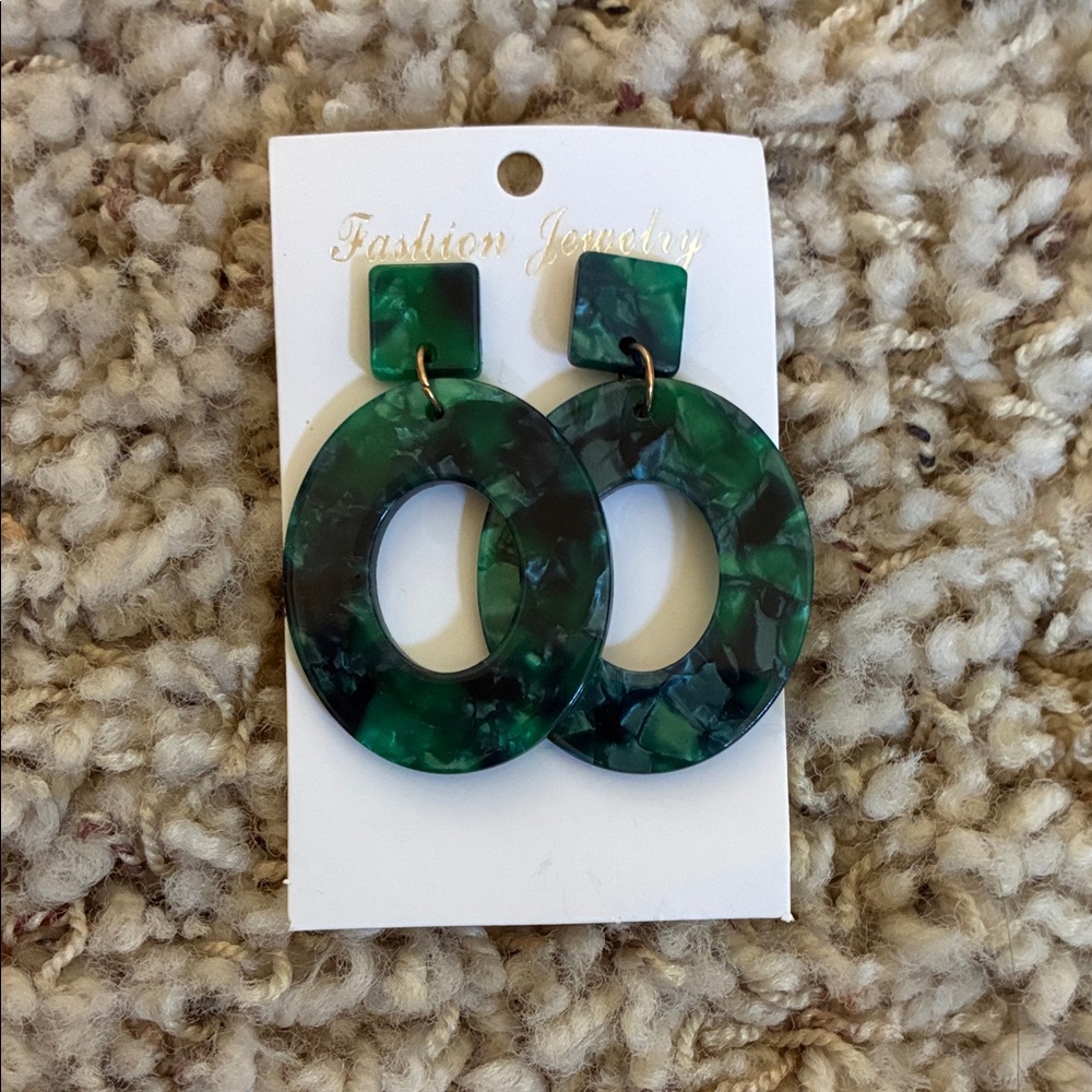Fashion Jewelry Emerald Green Statement Earrings